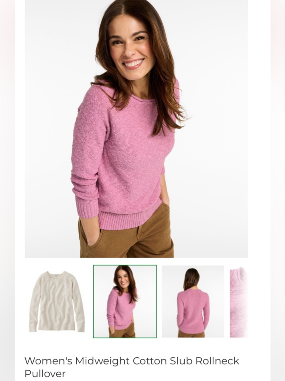 L.L. Bean Lilac Midweight Cotton Slub Rollneck Pullover - Picture 5 of 5